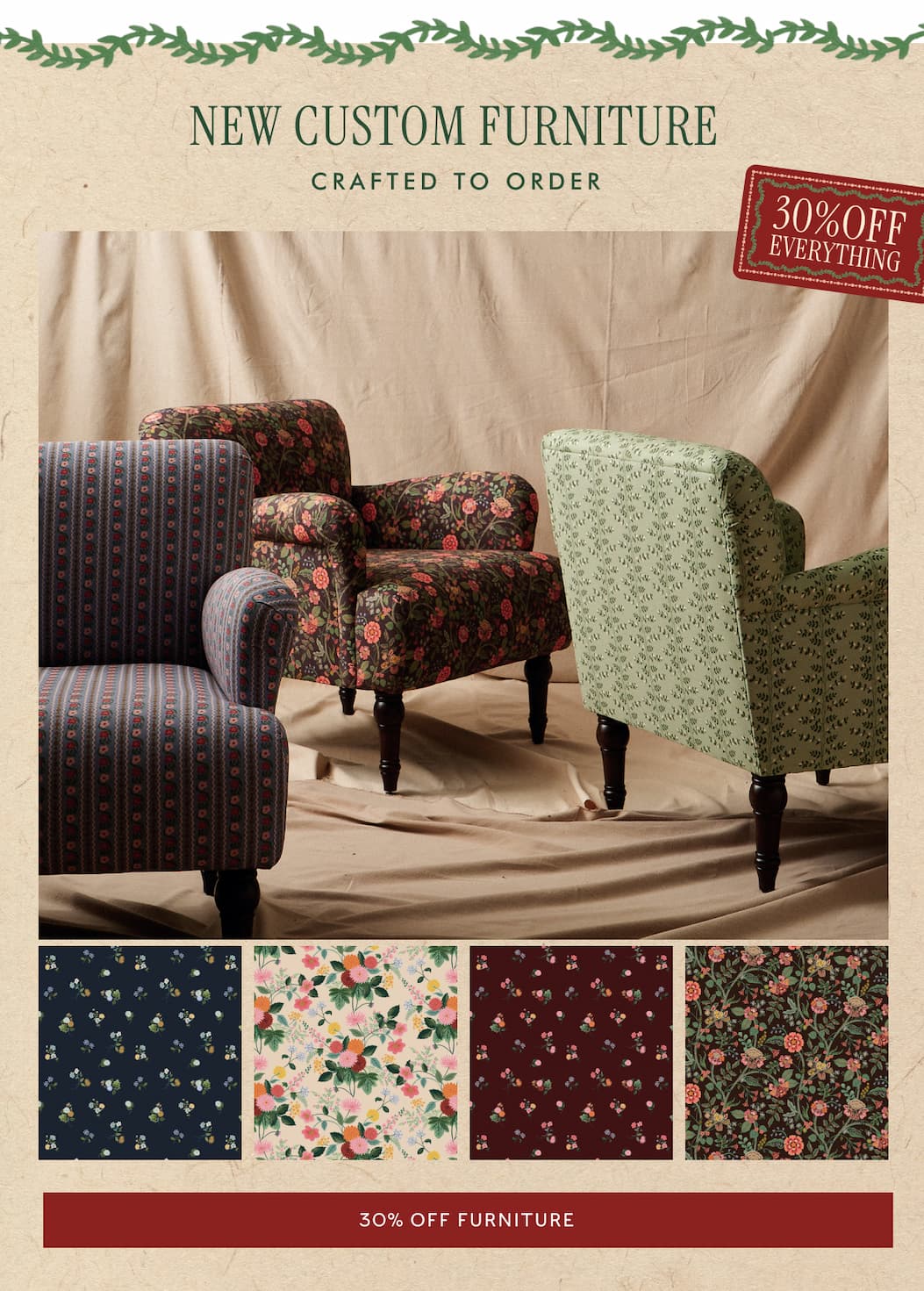 NEW CUSTOMER FURNITURE CRAFTED TO ORDER - 30% OFF EVERYTHING