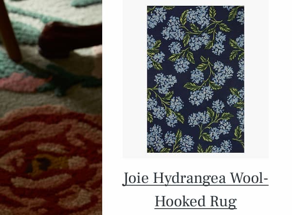 Joie Hydrangea Wool-Hooked Rug
