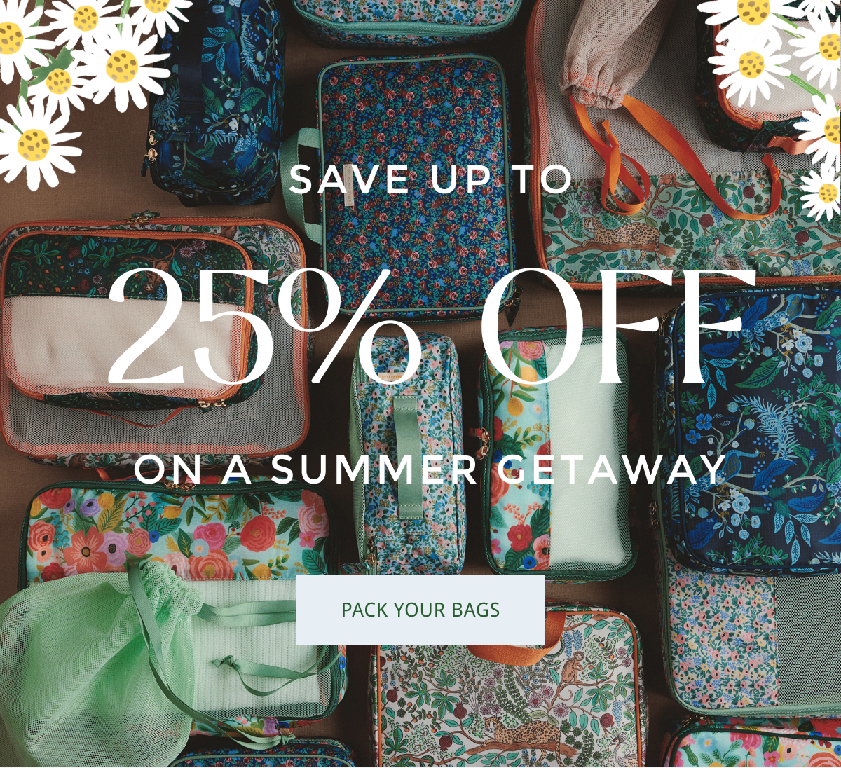 Floral 2025-2026 planner on desk with pens, clips, and accessories. Text reads "Perfect Pairing" and "Shop Now."