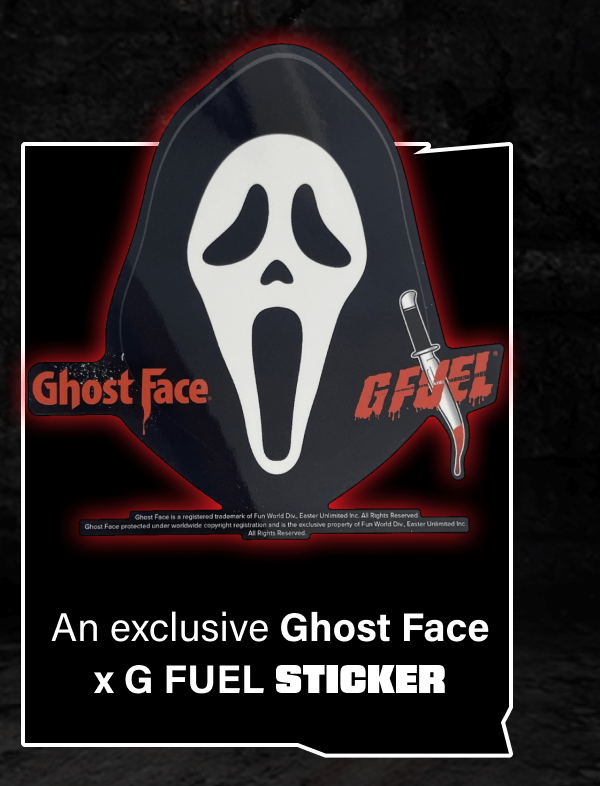 An exclusive Ghost Face x G Fuel Sticker