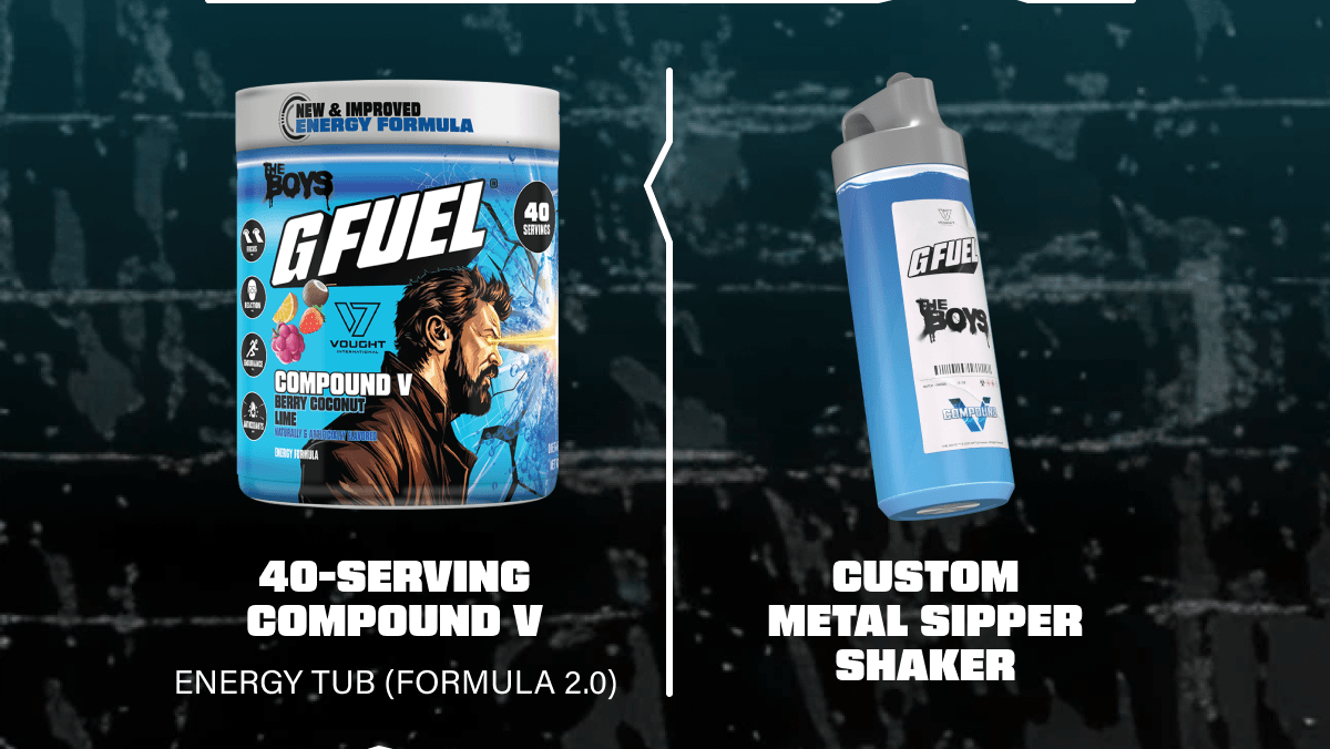40-serving Compound V, custom metal sipper shaker
