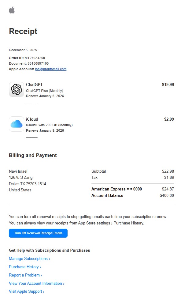 Apple Email Thumbnail