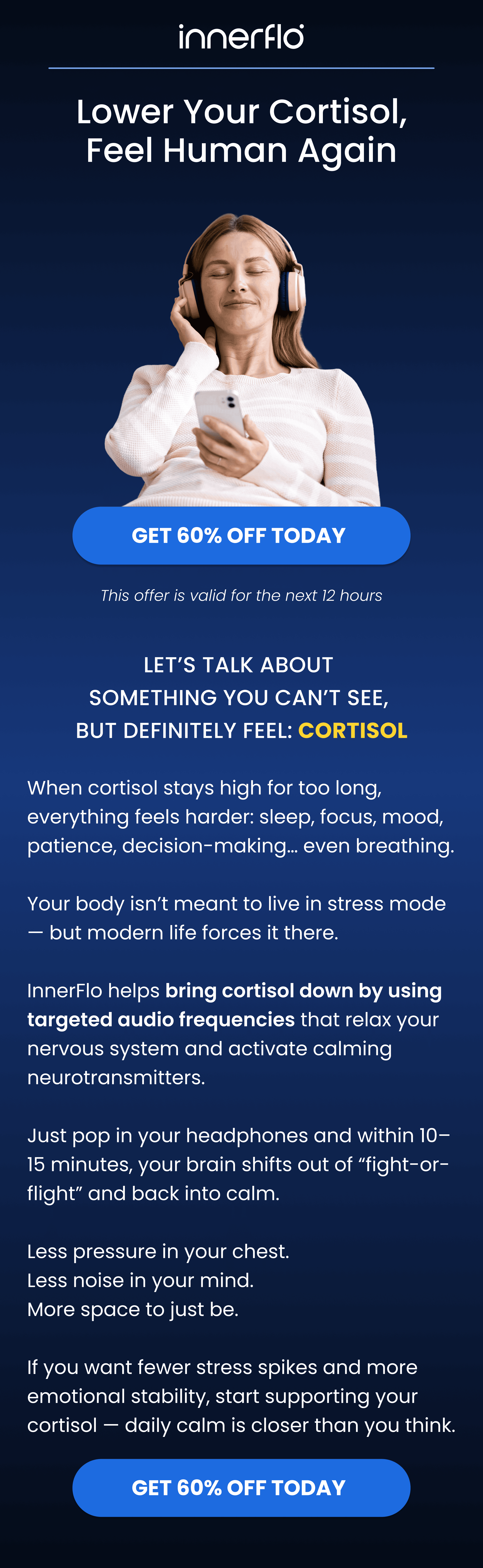 Lower your cortisol, feel human again.