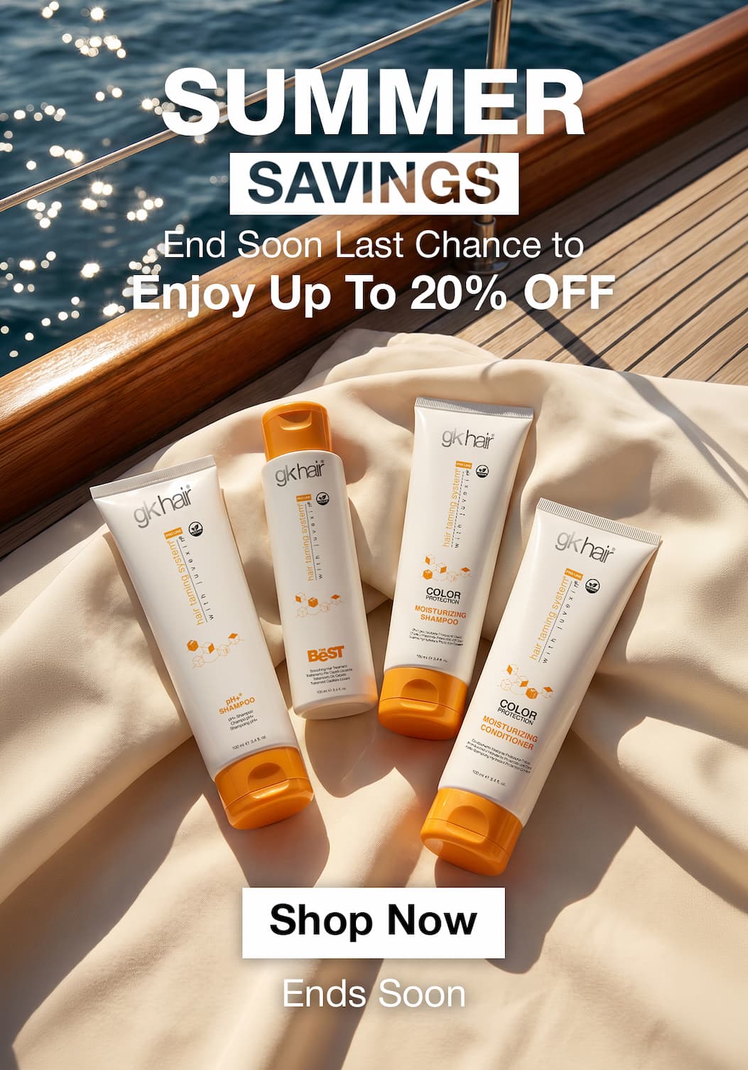 GK Hair Summer Savings ending soon with up to 20% OFF on select hair care favorites.