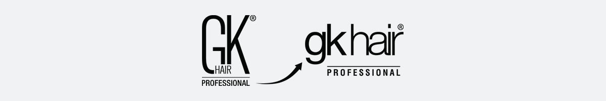 GK Hair Professional logo transitioning to the updated gkhair Professional brand logo.