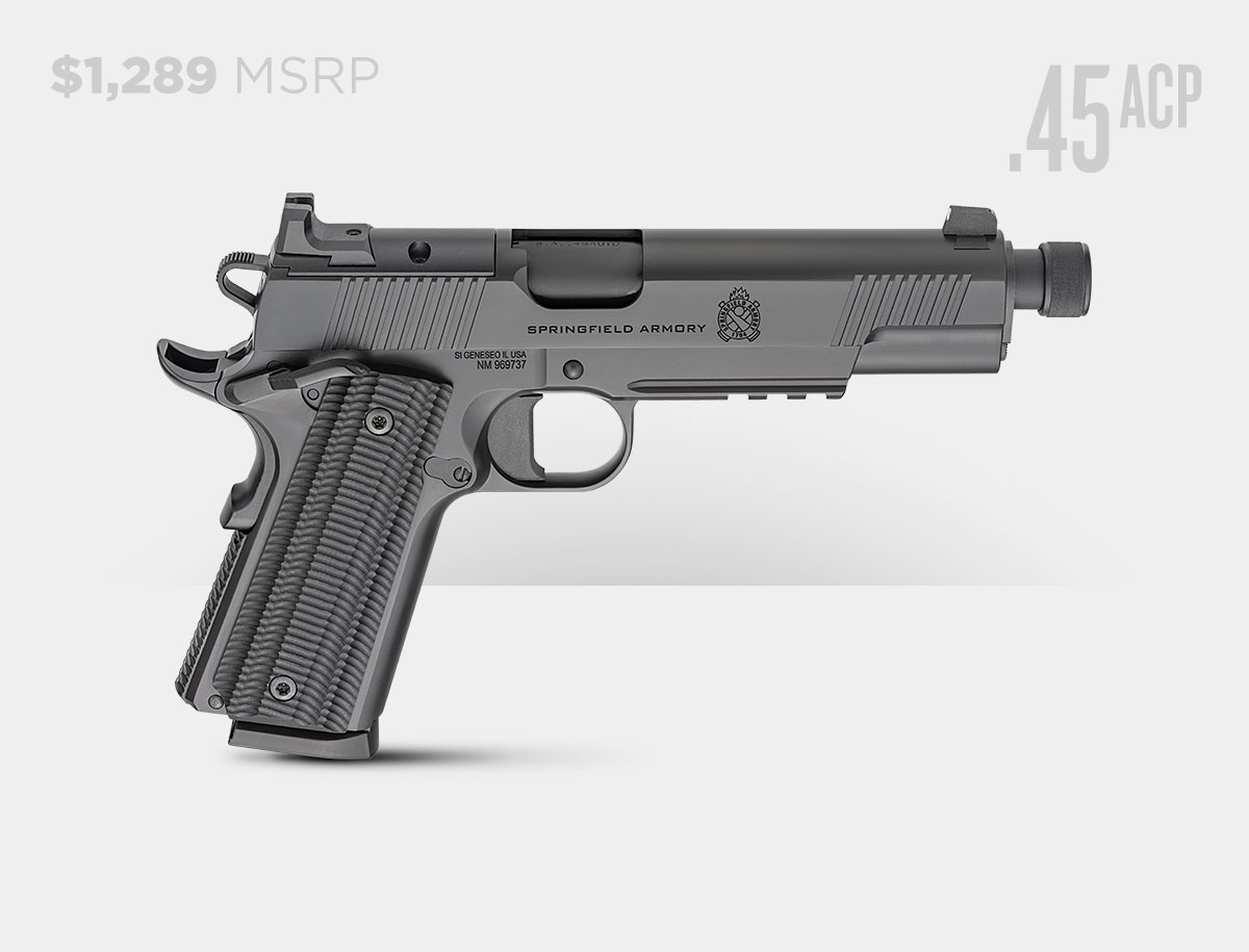 1911 Operator AOS Threaded Barre .45 ACP Handgun All Black Cerakote
