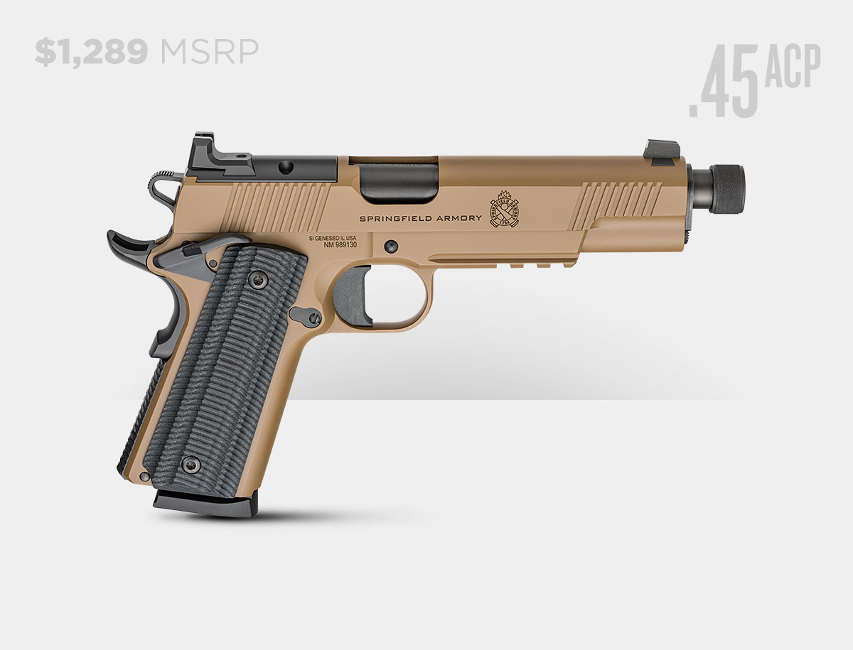1911 Operator AOS Threaded Barre .45 ACP Handgun Coyote Brown Cerakote