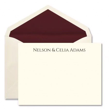 Shop Ecru Script Flat Card at Fine Stationery 