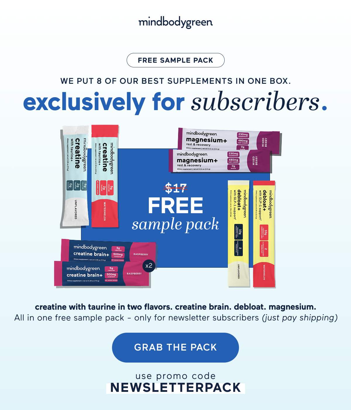 Free sample pack (just pay shipping)