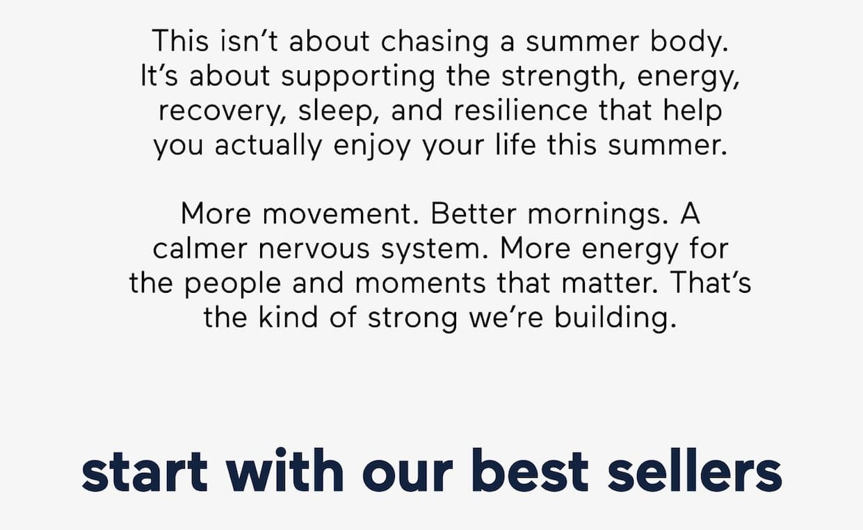 This isn’t about chasing a summer body. It’s about supporting the strength, energy, recovery, sleep, and resilience that help you actually enjoy your life this summer.