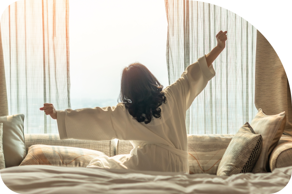 Women waking up in the morning