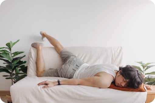 Man sleeping in an odd position