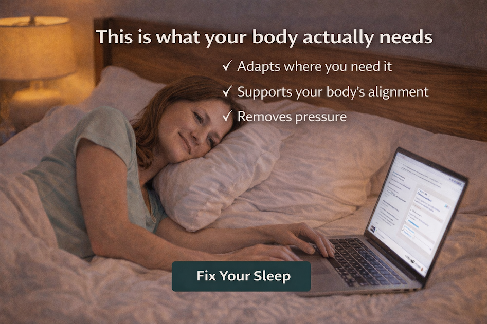 an image of a woman laying on a bed with a mattress