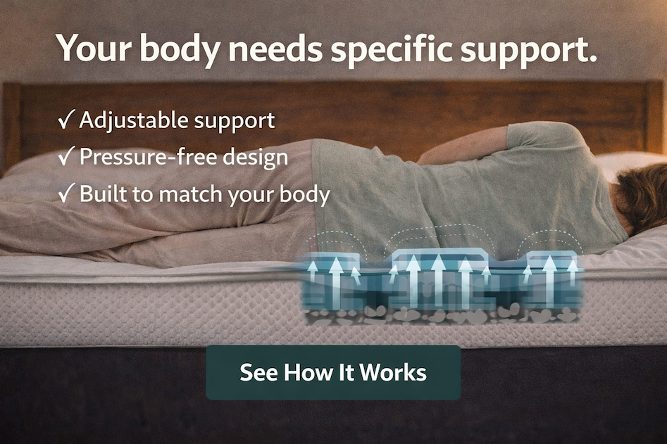 an image of a woman laying on a bed with a mattress