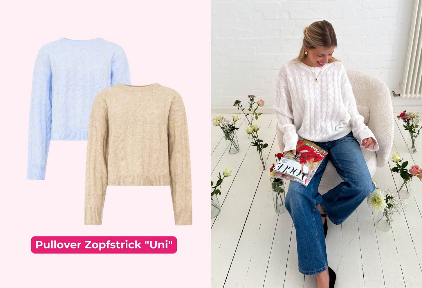 Zopfstrick Pullover