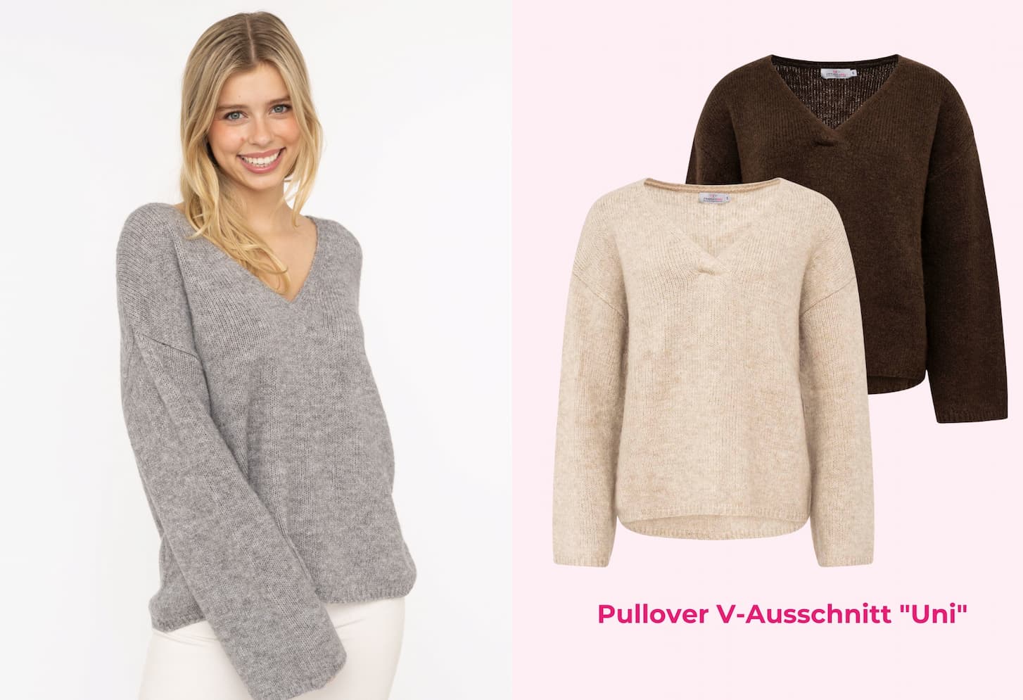 Pullover V-Ausschnitt "Uni"