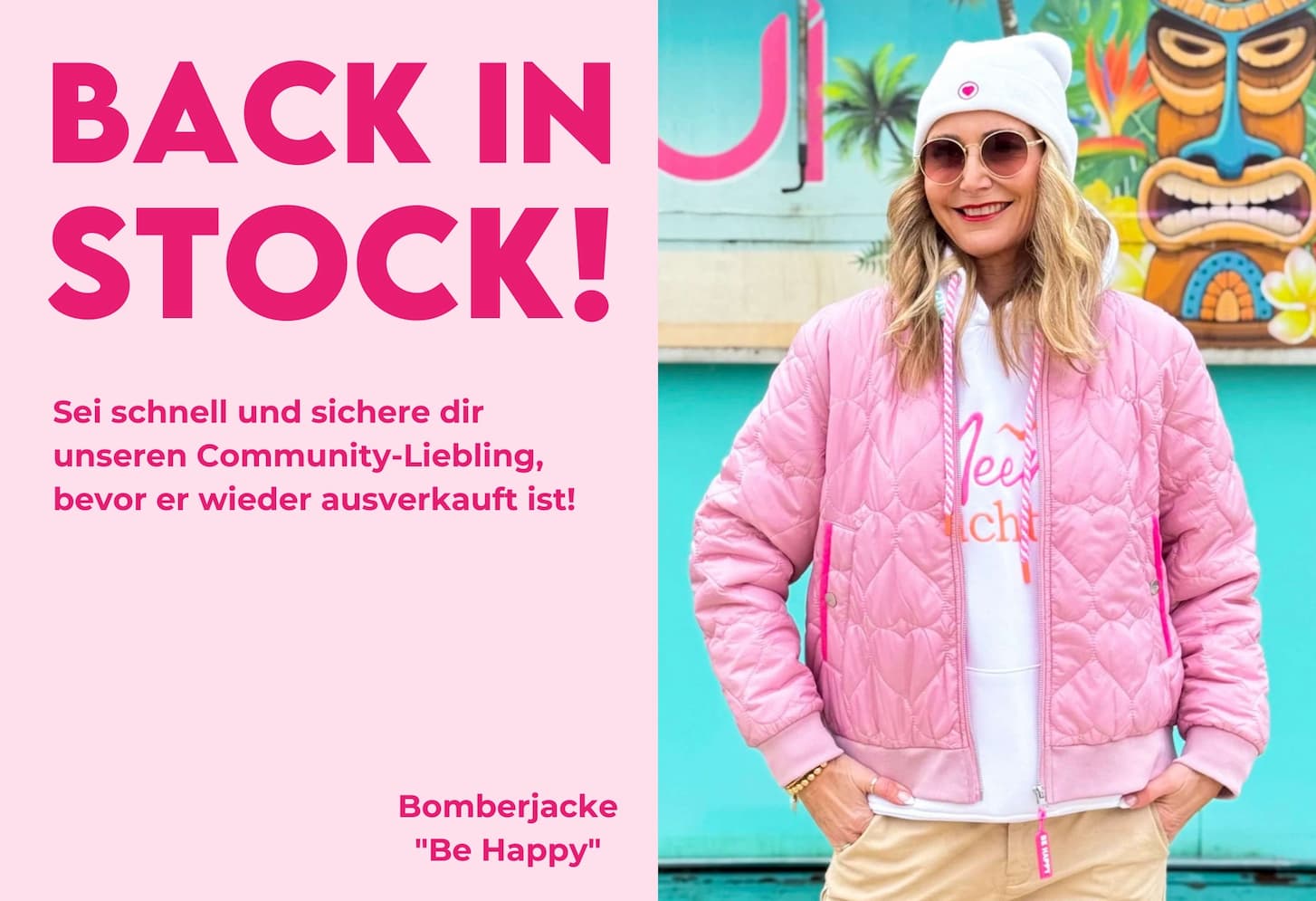 Back in Stock: Be Happy Strandpink-Bomberjacke