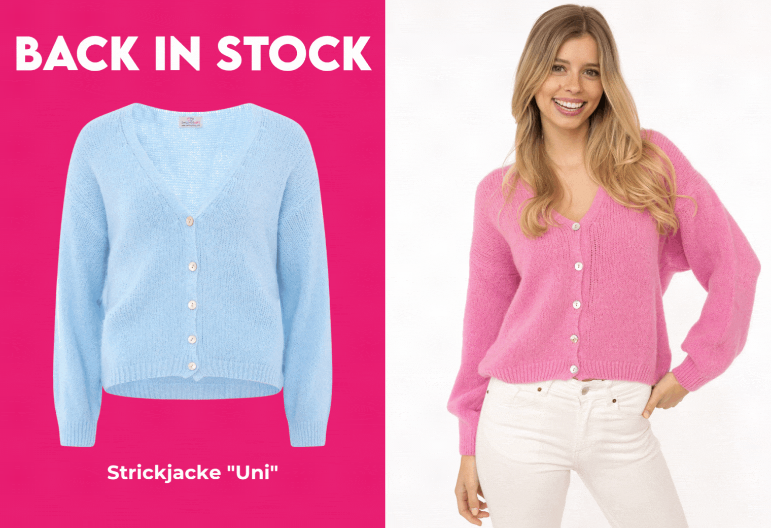 Strickjacke Uni Back in Stock!