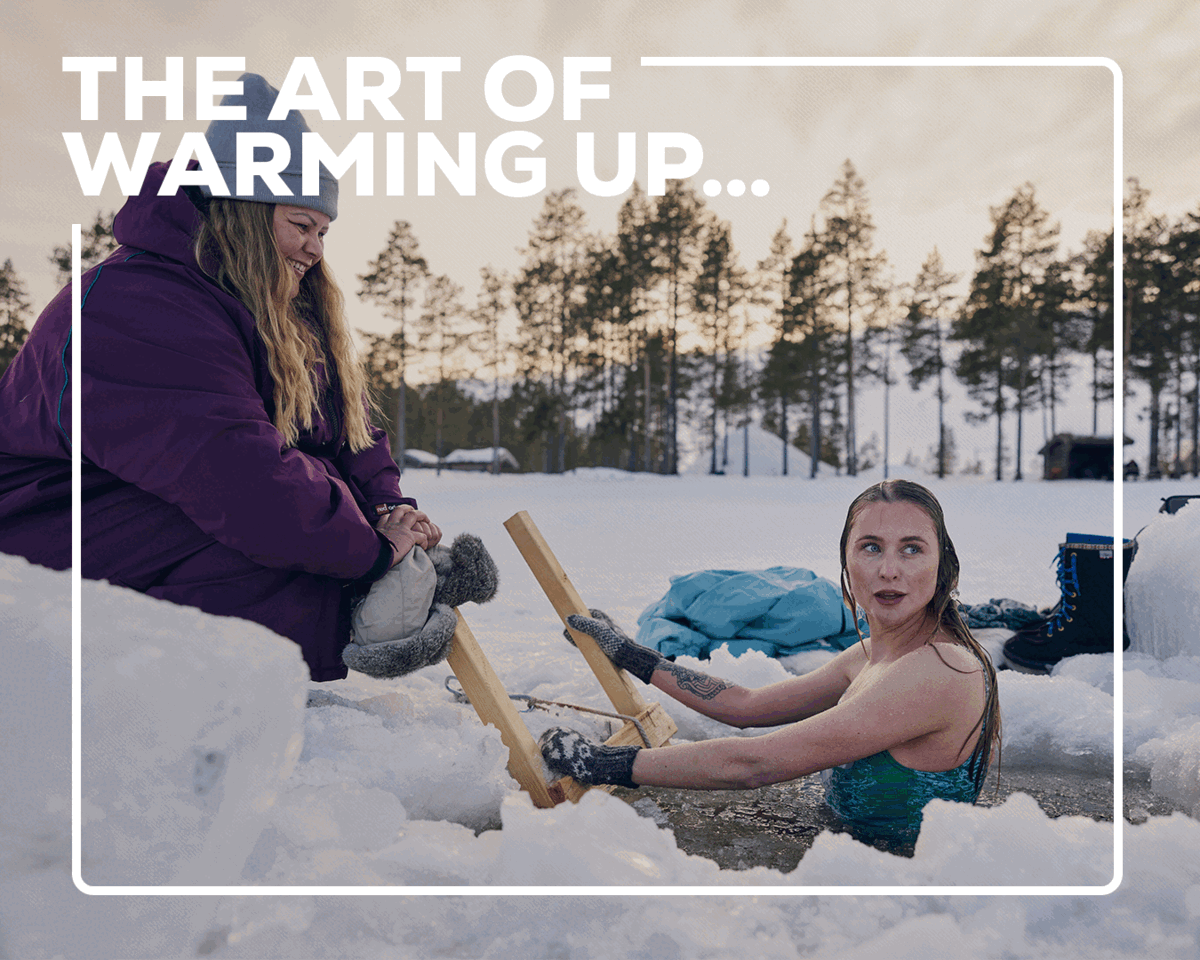 Two women wearing Pro Change Robe EVO after ice swimming