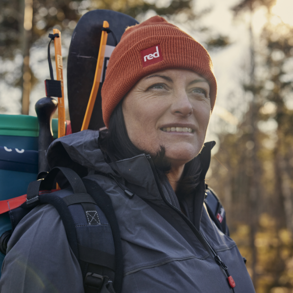 Women wearing Red Beanie