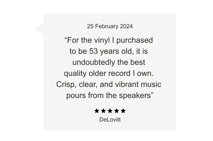 For the vinyl I purchased to be 53 years old, it is undoubtedly the best quality older record I own. Crisp, clear, and vibrant music pours from the speakers