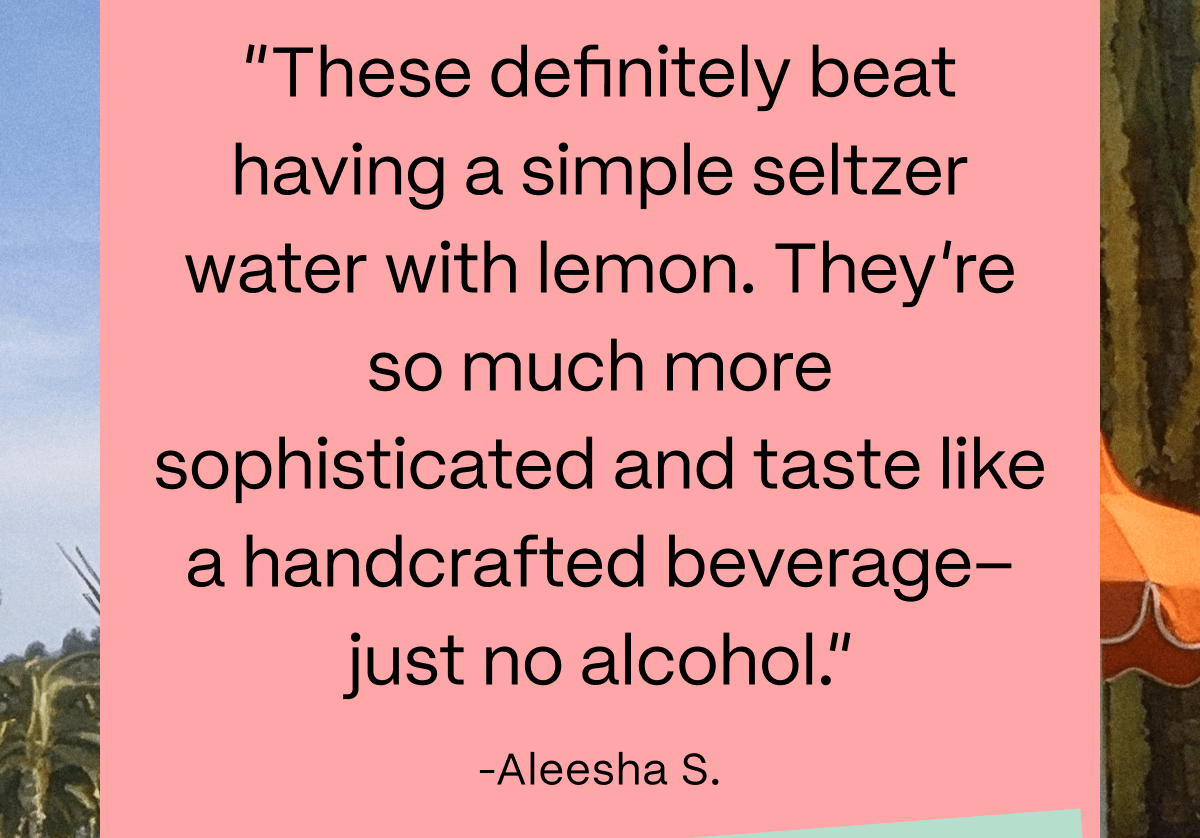 “These definitely beat having a simple seltzer water with lemon. They’re so much more sophisticated and taste like a handcrafted beverage–just no alcohol.” -Aleesha S. 