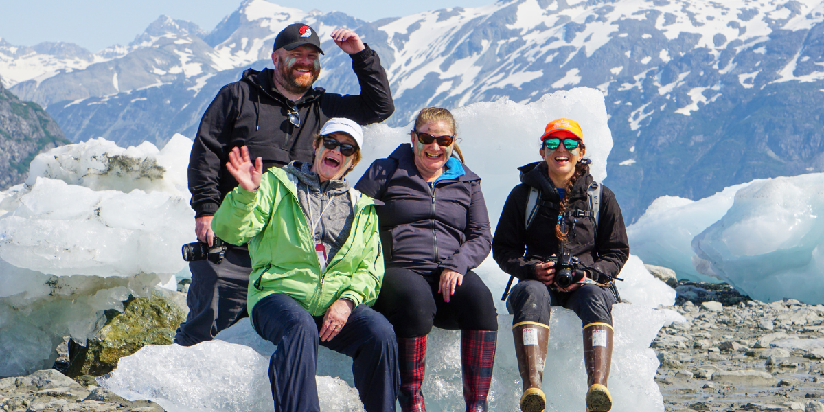 Laughing group in Laconte icefield