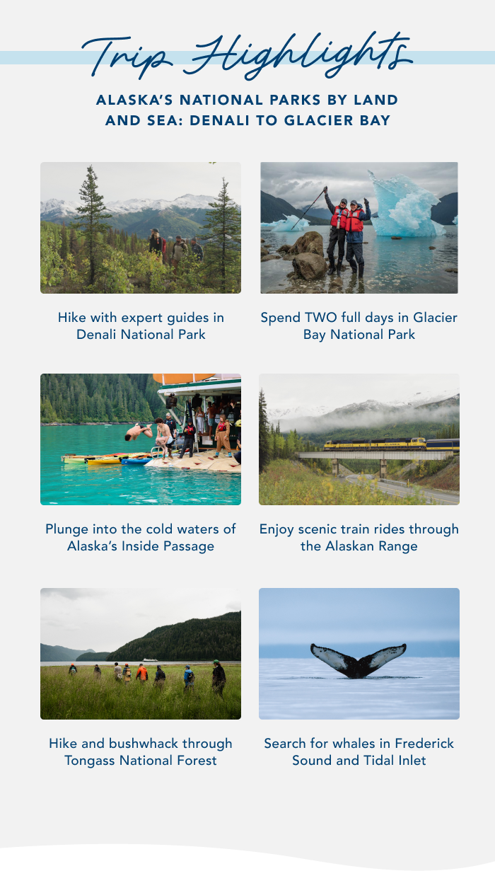 Trip Highlights. Alaska's National Parks by Land and Sea: Denali to Glacier Bay.