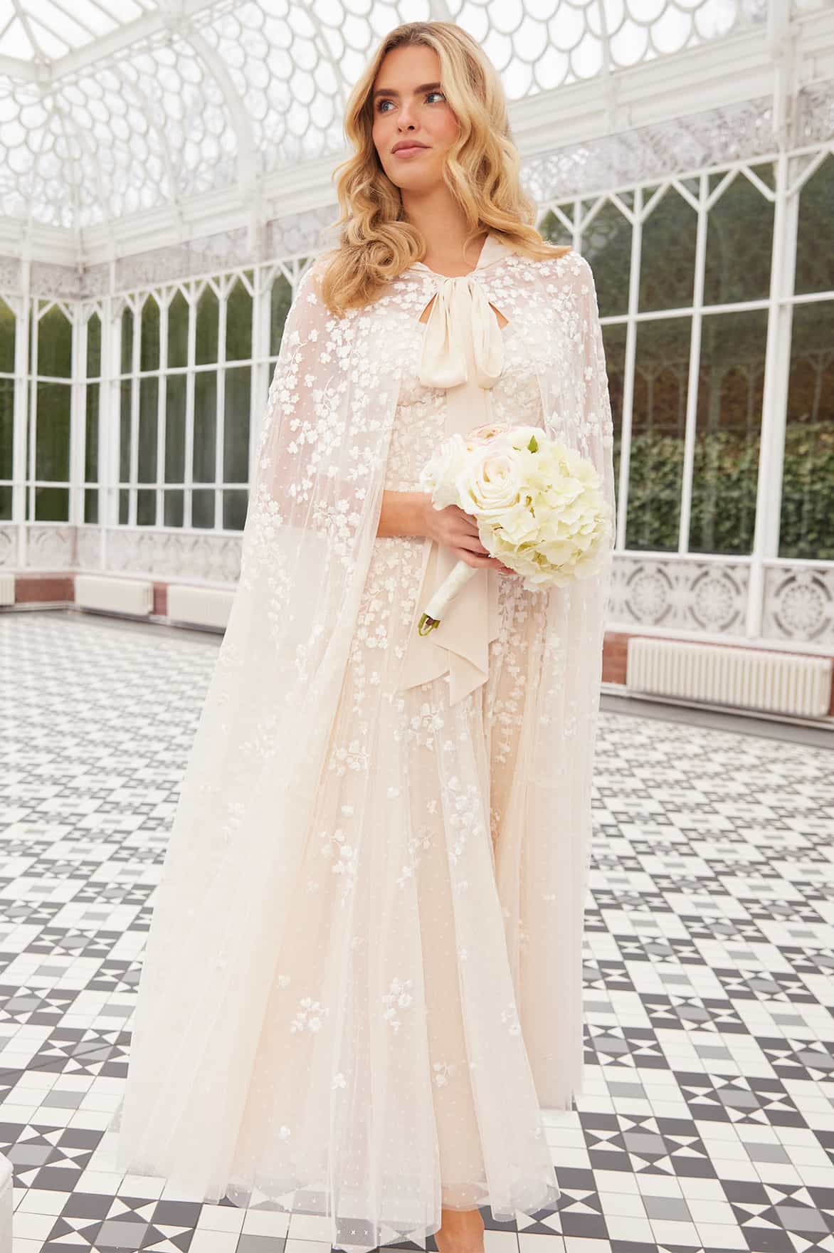 Scatter Blossom Hooded Long Cape