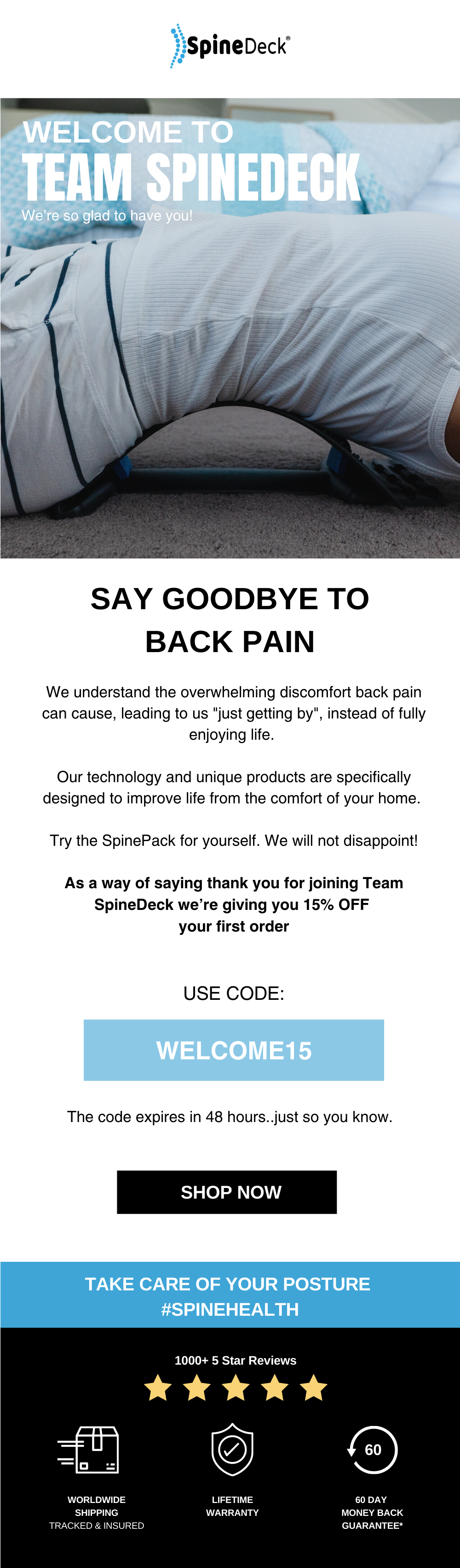 Here's your very own discount code! Spine Deck
