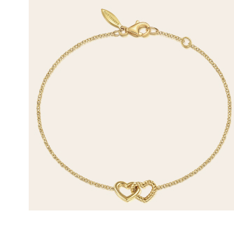 14K Yellow Gold Hearts Chain Bracelet