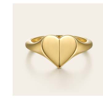 14K Yellow Gold Engravable Heart Ring