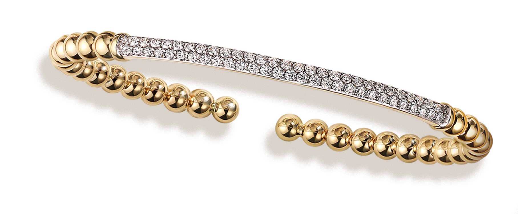 14K Yellow Gold DiamondPave Bar Bujukan Split Bangle