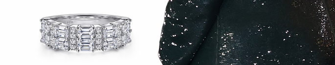 14K White Gold Multi Row Diamond Classic Ring