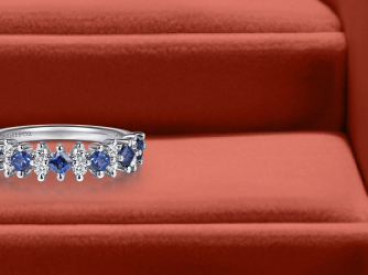 14K White Gold Diamond and Sapphire Stackable Ring