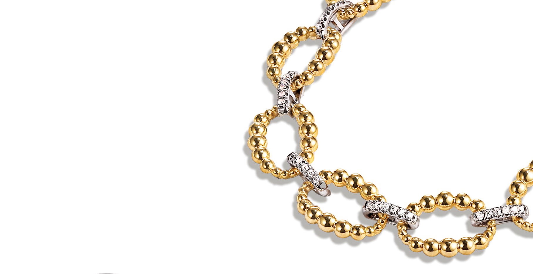 14K White-Yellow Gold Diamond Bujukan Link Tennis Bracelet