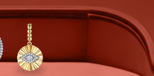 14K White and Yellow Gold Bujukan Diamond Cut Evil Eye Medallion Pendant With Detachable Bail