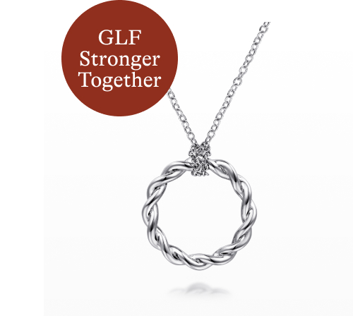 925 Sterling Silver Stronger Together Round Pendant Necklace