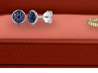 925 Sterling Silver Round Blue Sapphire Cluster Stud Earrings