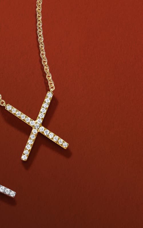 14K Yellow Gold Split Chain Diamond X Necklace
