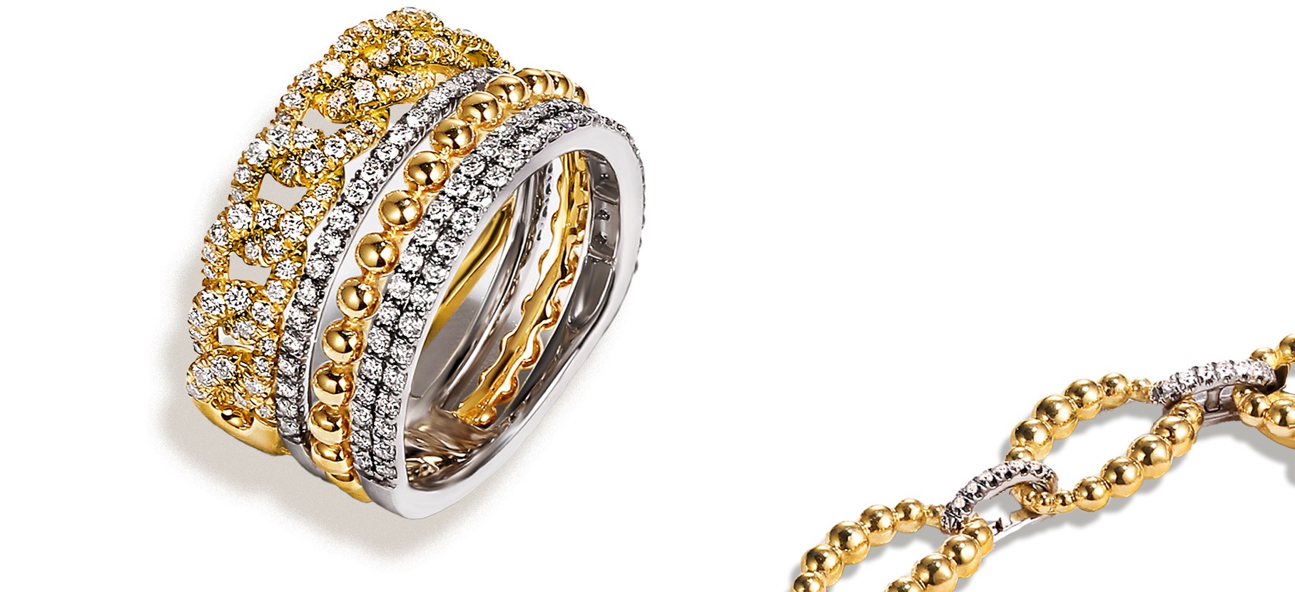 14K White-Yellow Gold Bujukan Diamond Easy Stackable Ring