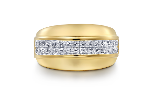 14K Yellow Gold Diamond Wide Band Ring