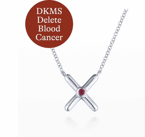 925 Sterling Silver X Necklace with Ruby Stone Center