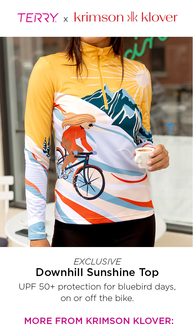 Terry x Krimson Klover Exclusive:  Downhill Sunshine Top -UPF 50+ protection for bluebird days, on or off the bike.  633769