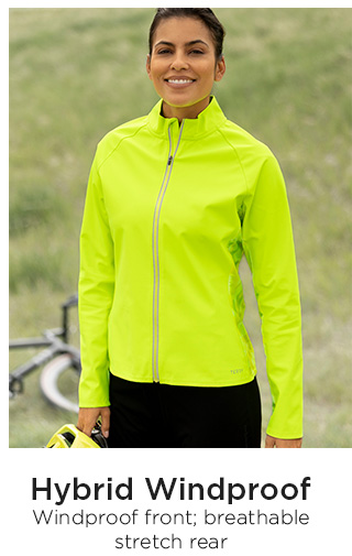 Hybrid Windproof front; breathable stretch rear SHOP NOW