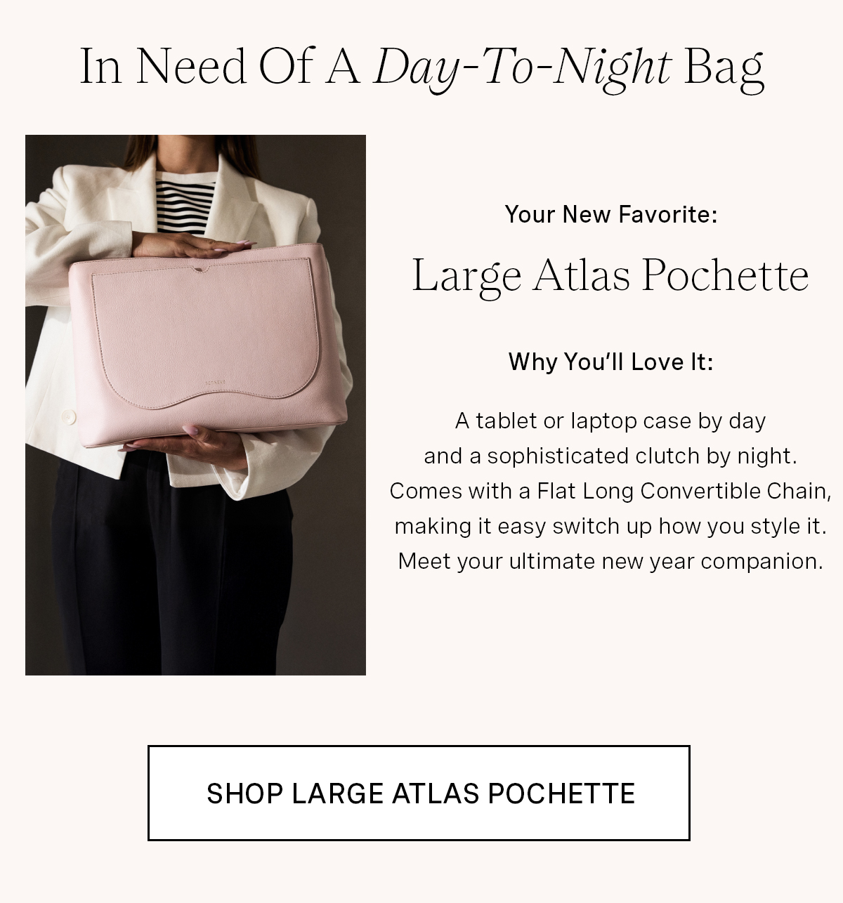 Large Atlas Pochette in Rose