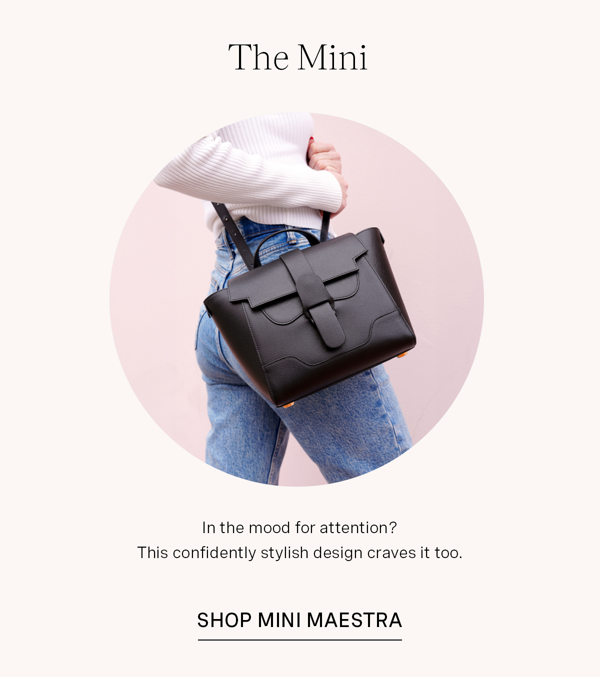 Mini Maestra in Pebbled Noir with Gold Hardware