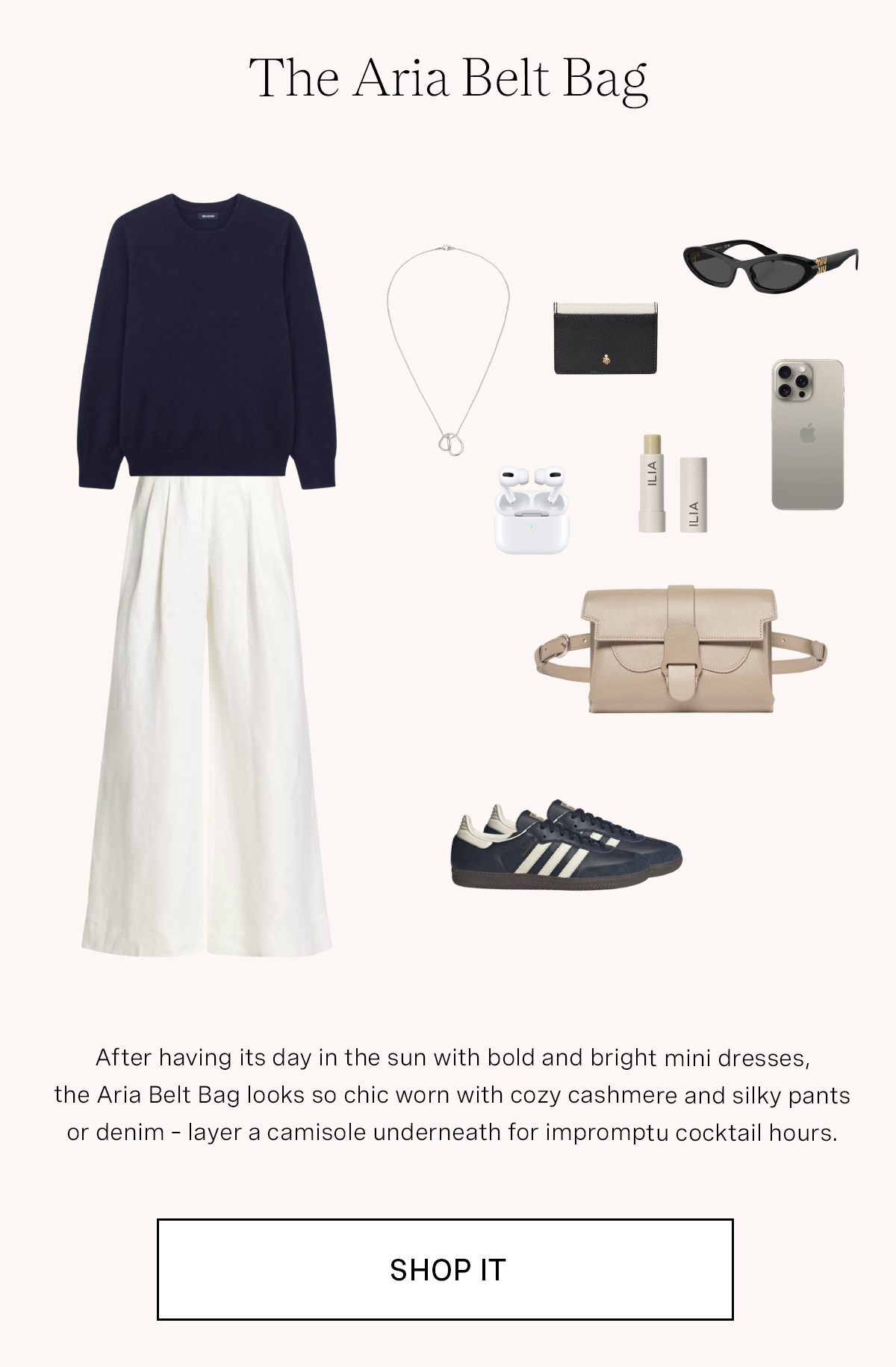 Aria Belt Bag in Pebbled Sand