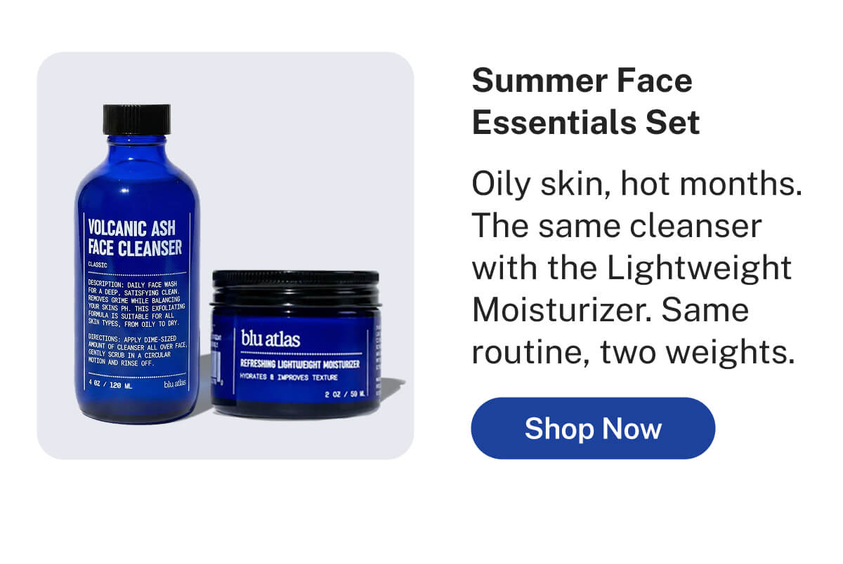 Summer Face Essentials Set. Button: Shop Now 