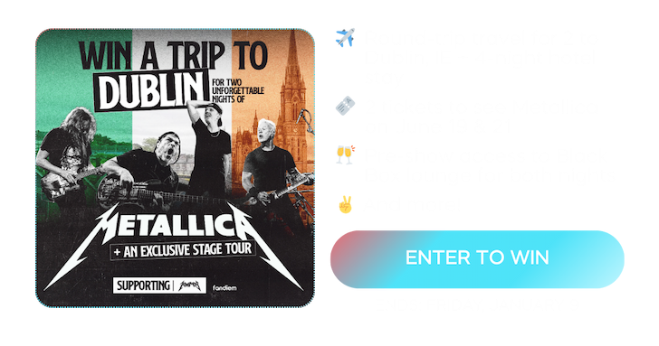 Win a trip to see Metallica